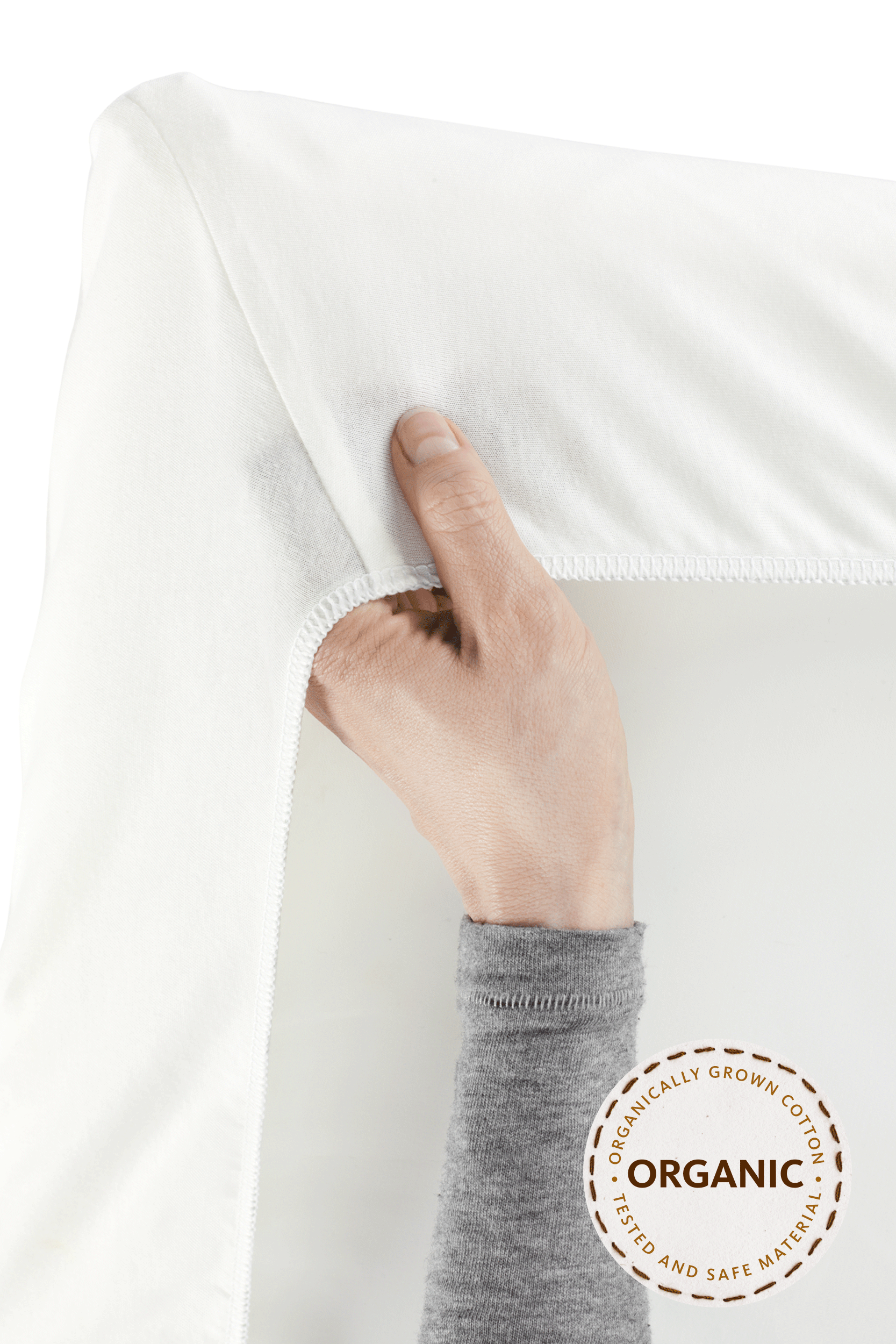 Fitted Sheet for Travel Cot, White / Organic cotton