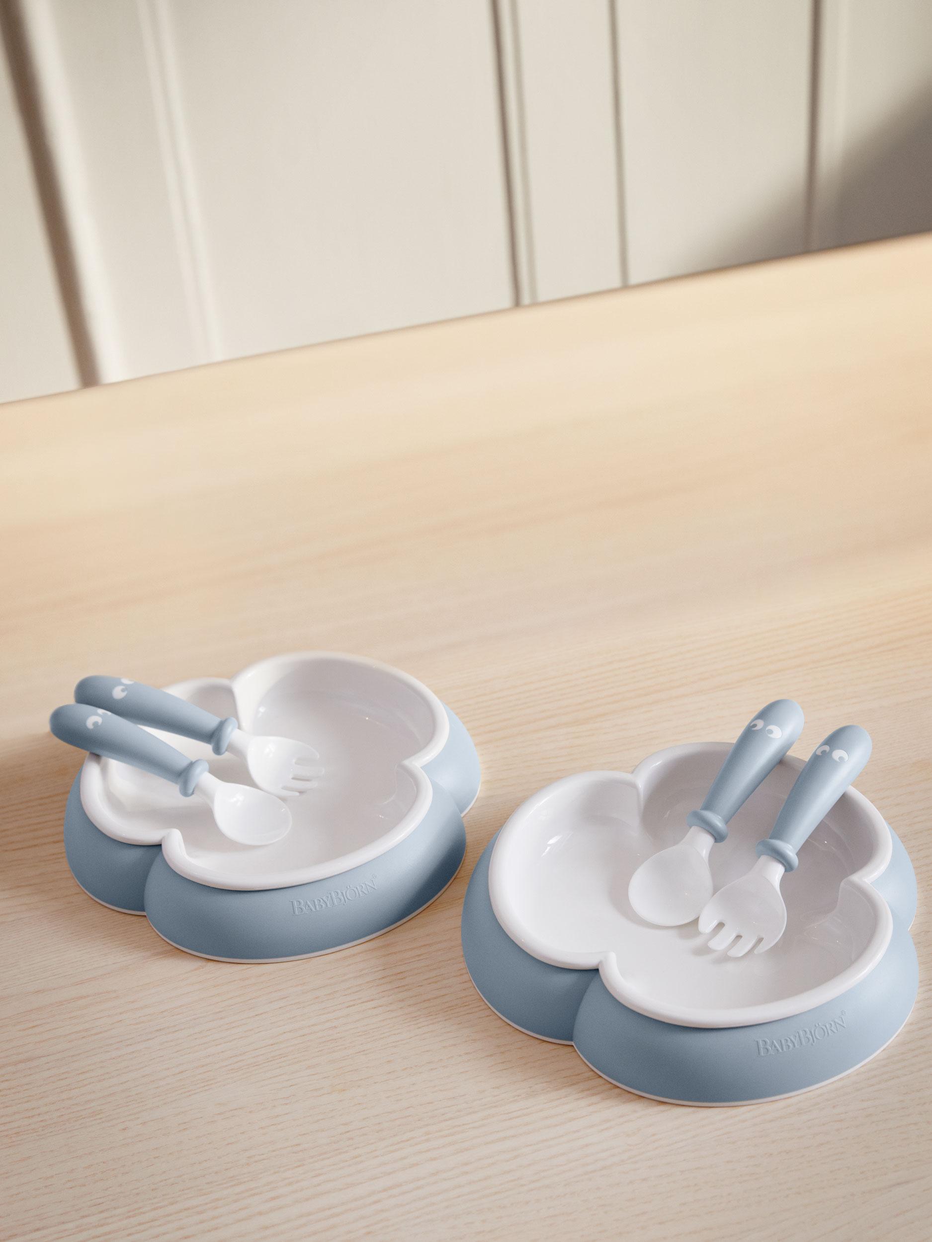 Baby Plate Spoon and Fork 2 set Powder Blue BabyBjörn